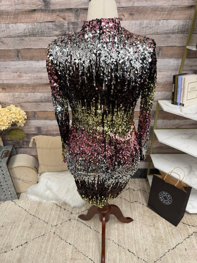 Blue Vanilla Multi Color Sequin Mini Dress