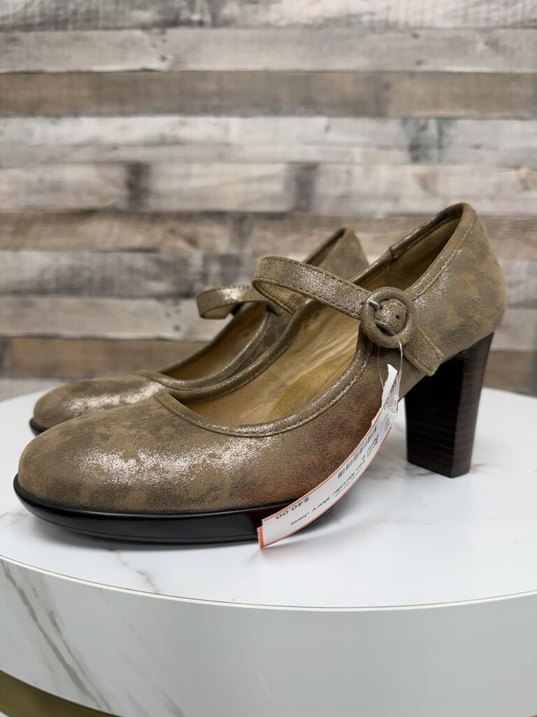 Sofft Tan Metallic Mary Jane Pump Soft Vatara Brown 8 women SHOES