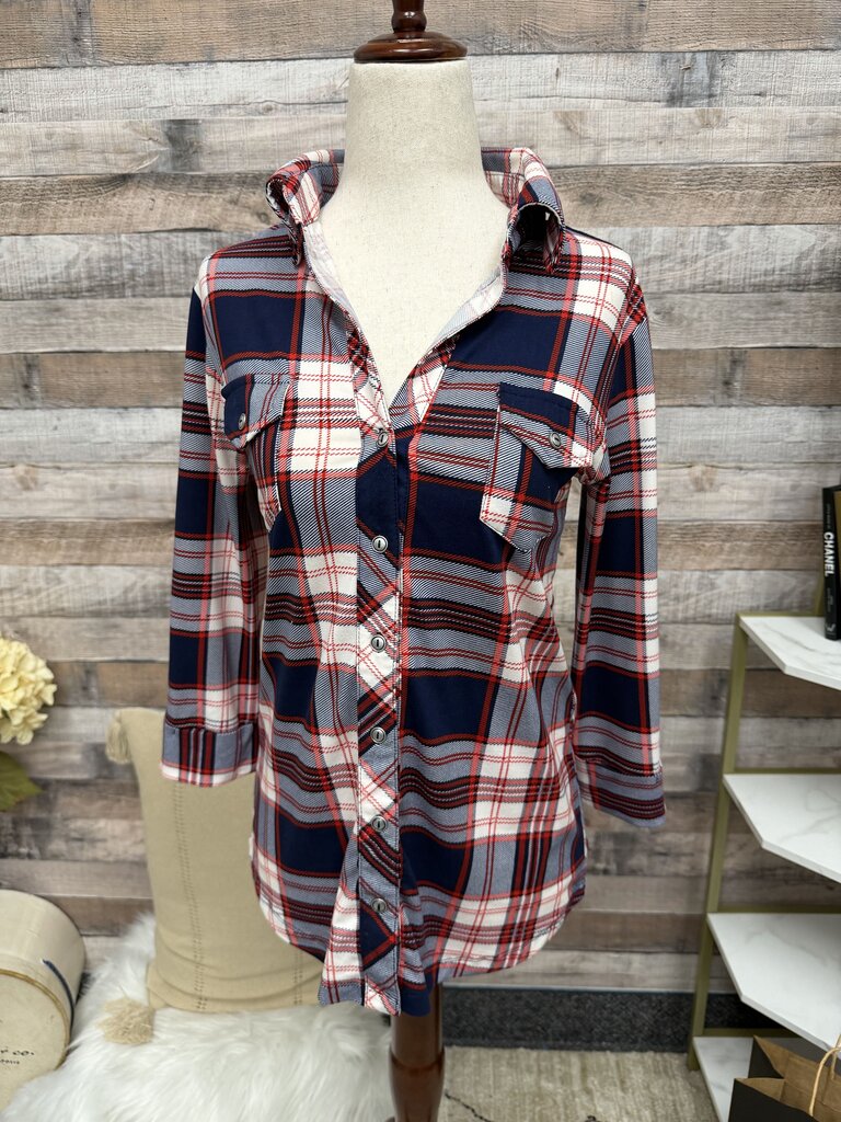 Market Spruce Blue/Red Plaid Button Down Shirt