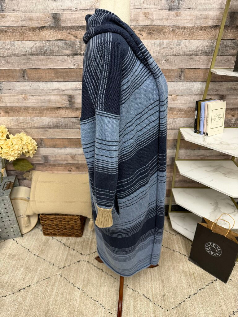 Kerri Rosenthal striped long blue hooded cardigan kerri rosenthal blue M women CARDIGANS