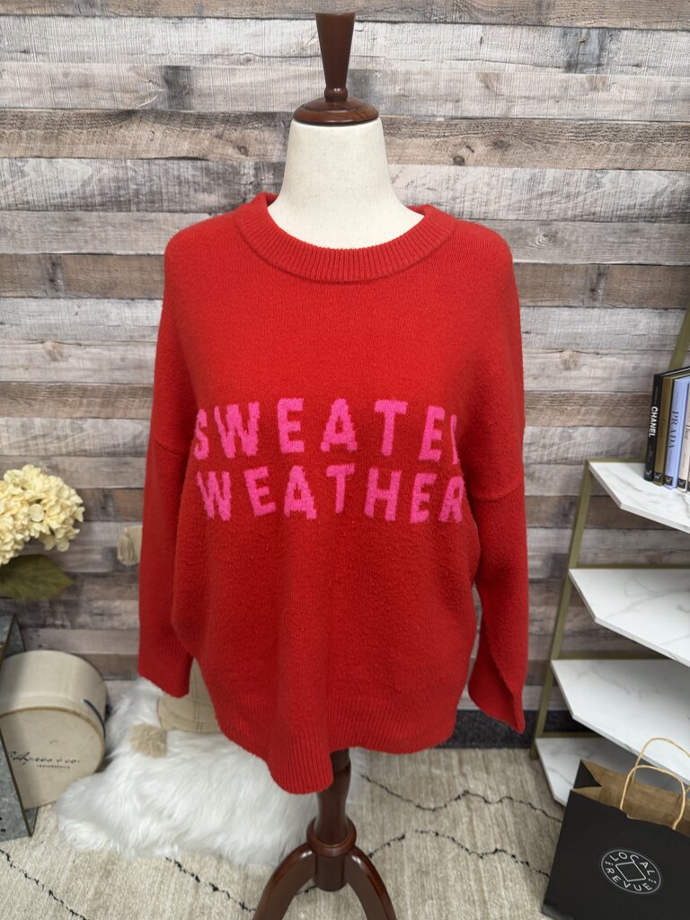 A New Day "sweater weather" red/pink sweater