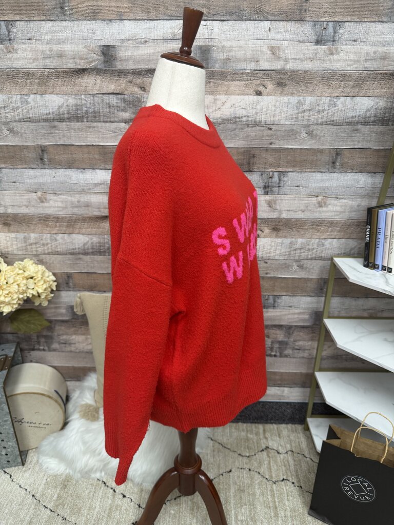 A New Day "sweater weather" red/pink sweater