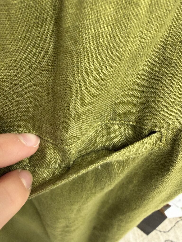 Zara linen blend green wide leg drawstring waist pant