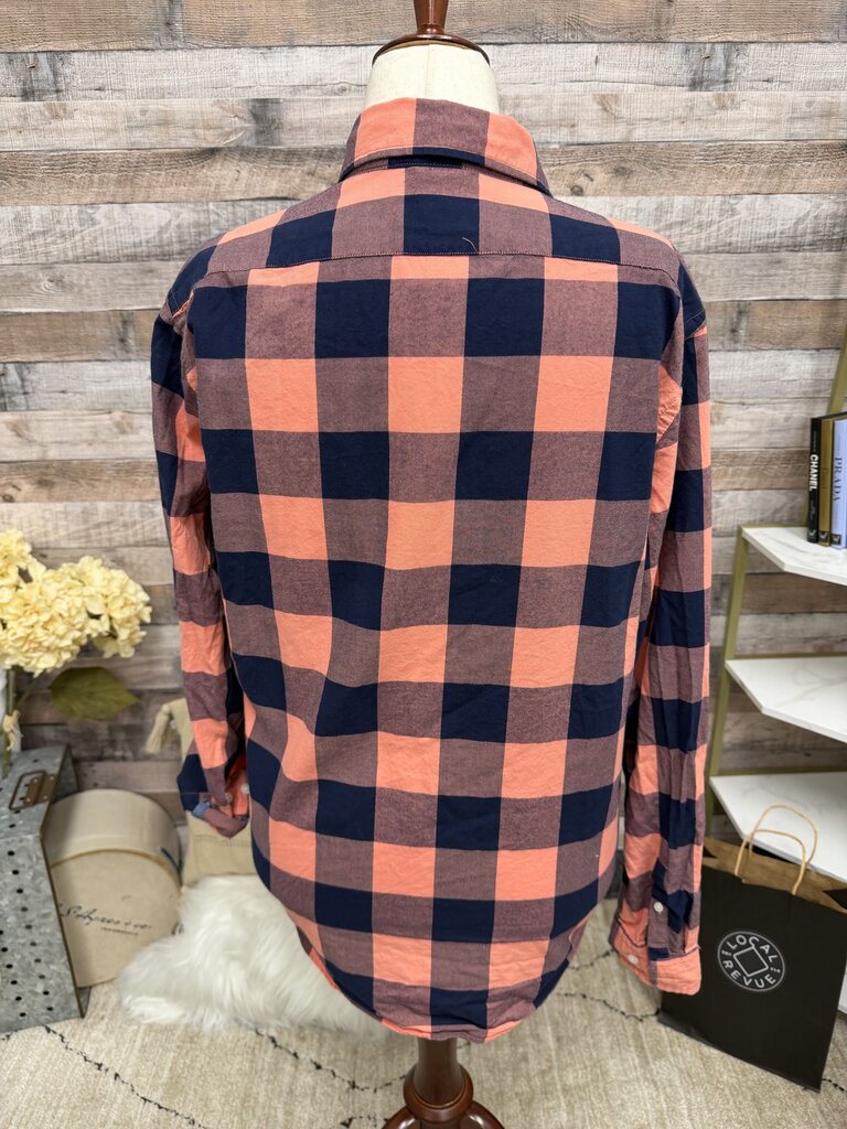 Express Pink/Navy Cotton Flannel Button Down Shirt