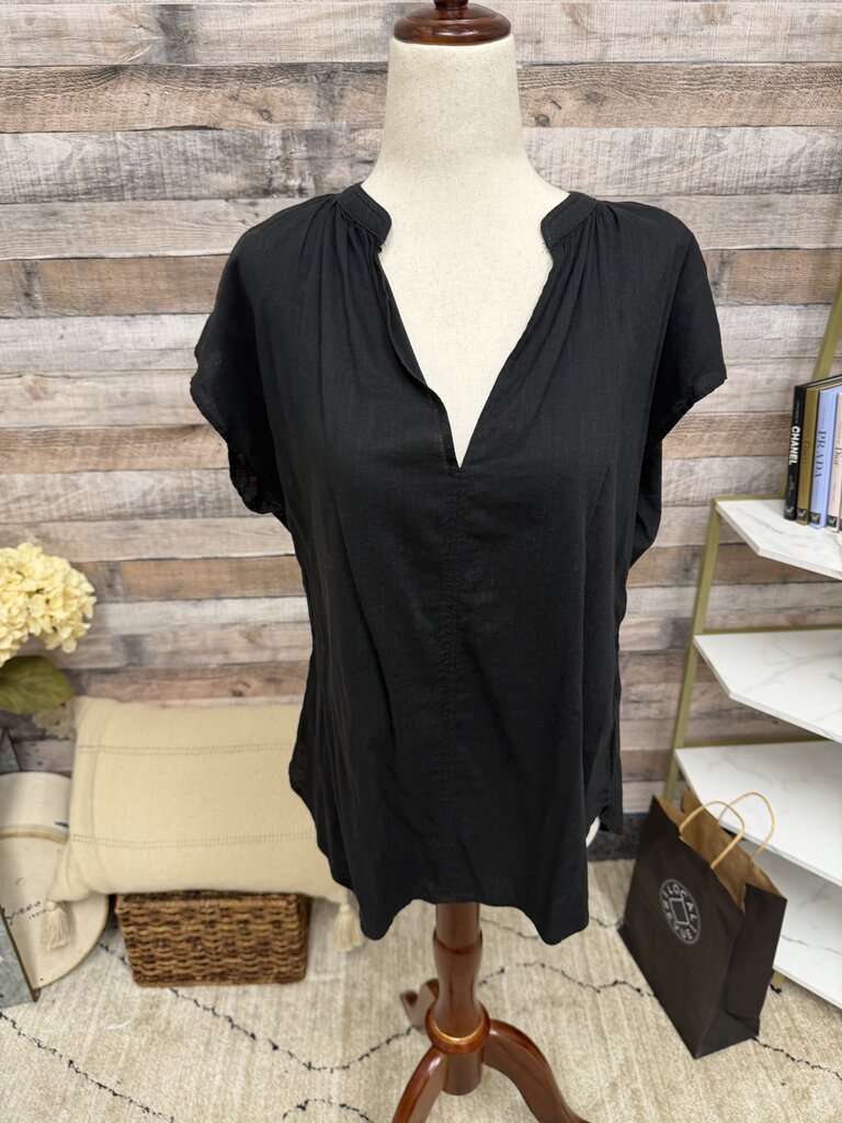 H&M Black Short Sleeve V Neck Cap Sleeve Shirt H&M Black Small women TOPS