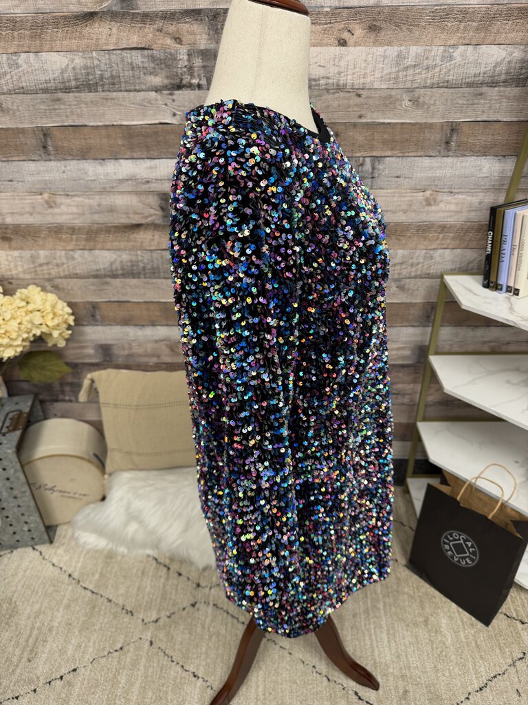 Anthropologie iridescent sequin 3/4 sleeve shift dress