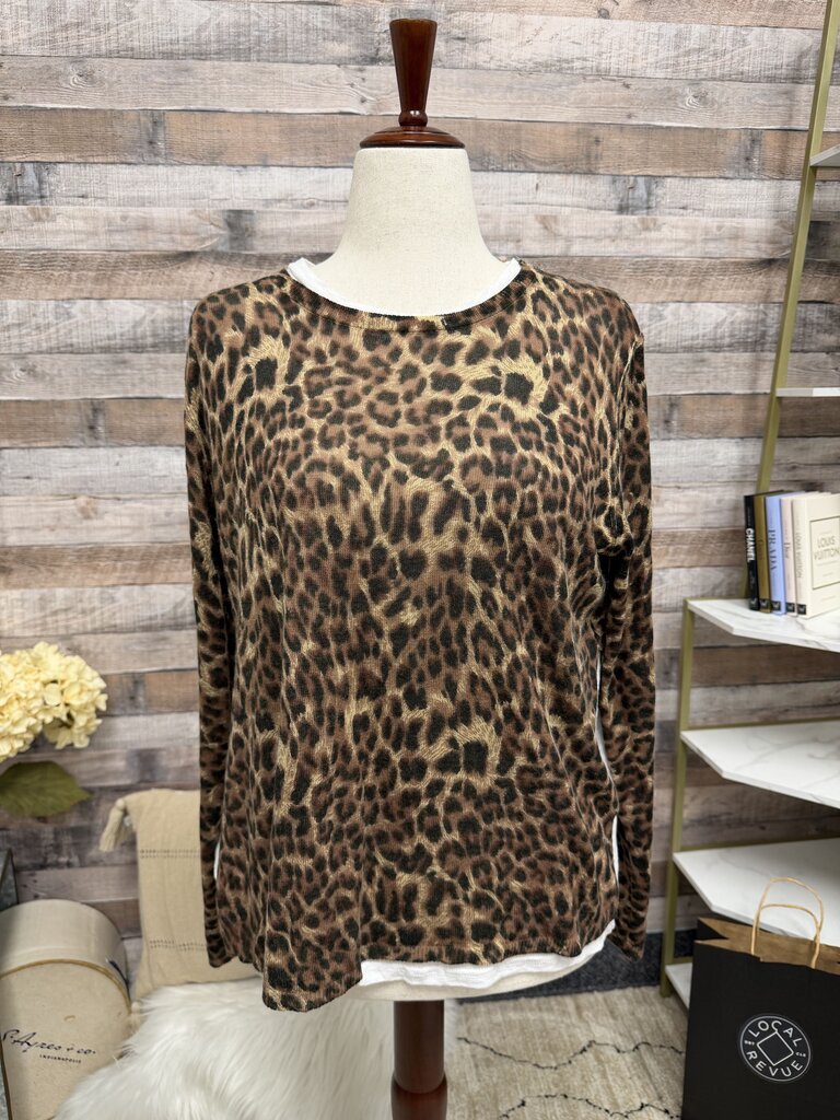 Olivaceous cheetah print w/ white layer long sleeve top