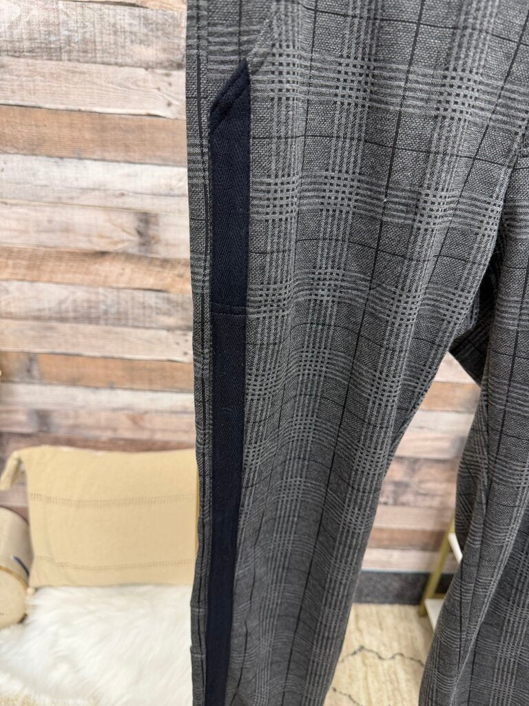 Wearables grey/black plaid pants w/ black side stripe