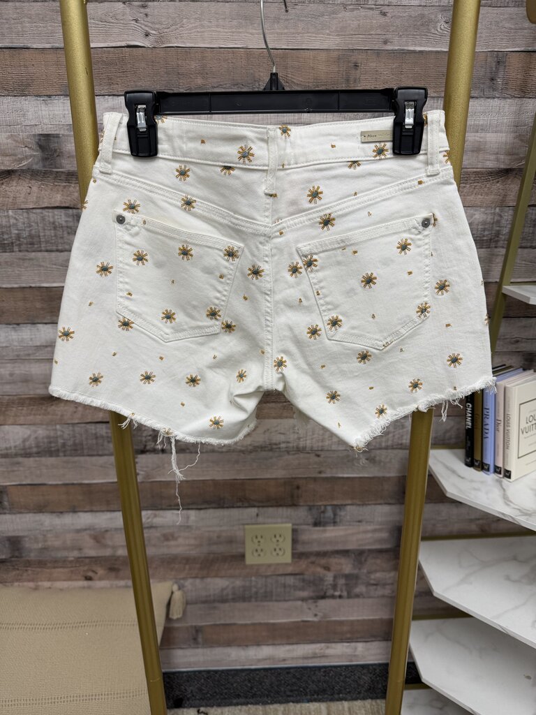 Pilcro white w/ embroidered suns slim boyfriend shorts Pilcro White 25 women SHORTS