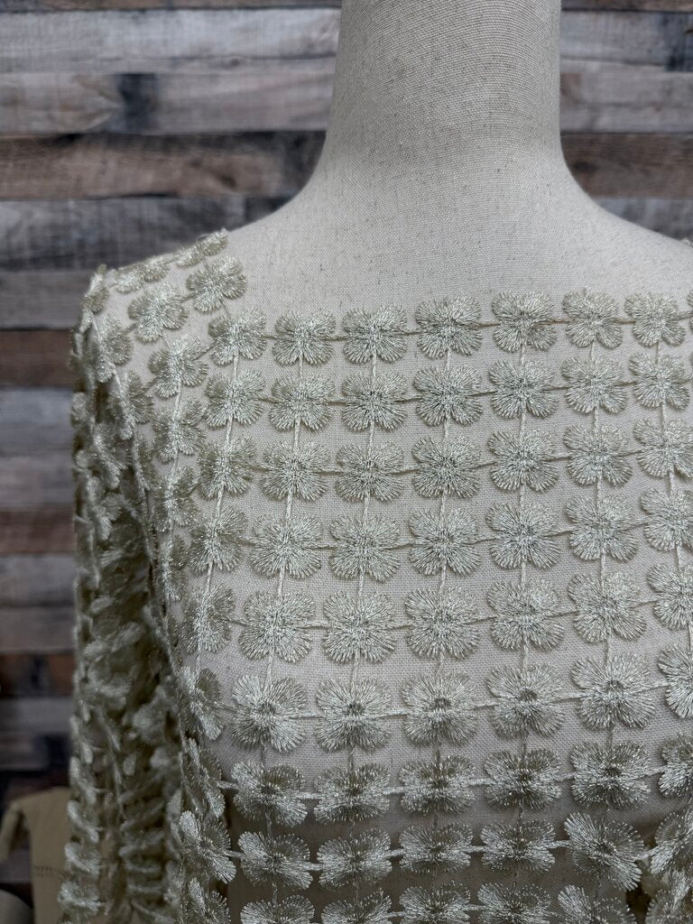 Molly Bracken Premium NWT mesh fine knit cream short sleeve top