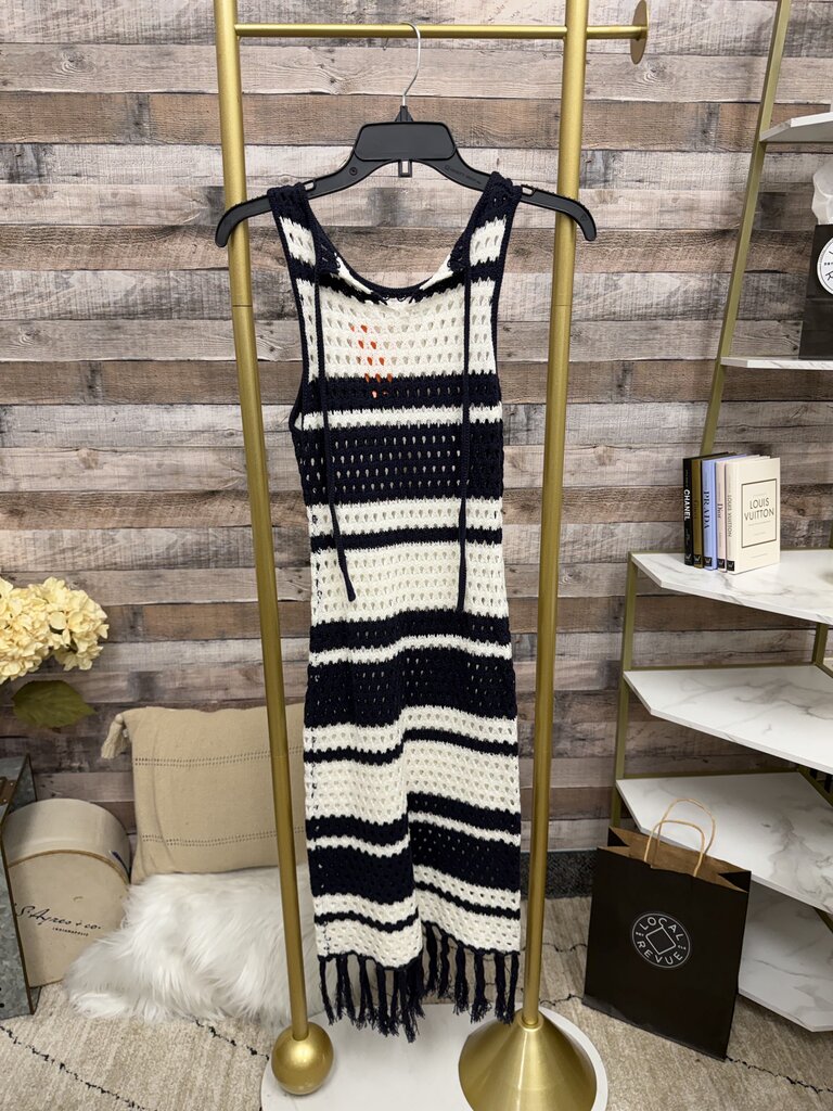 Le Lis navy/white stripe crochet dress