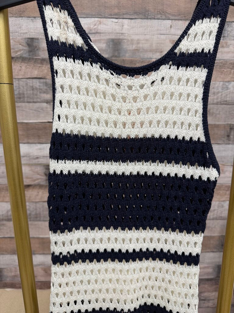 Le Lis navy/white stripe crochet dress