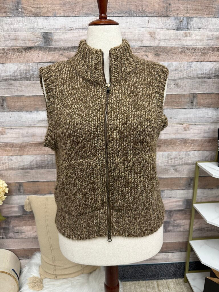 Sundance chunky knit brown zip up vest