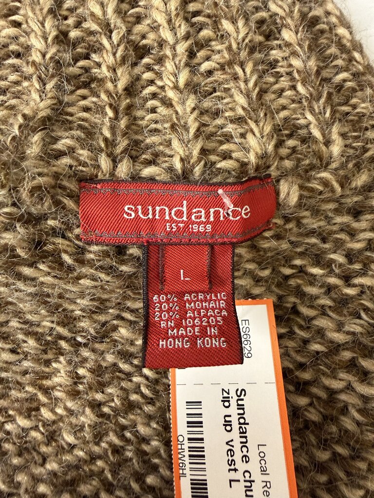 Sundance chunky knit brown zip up vest