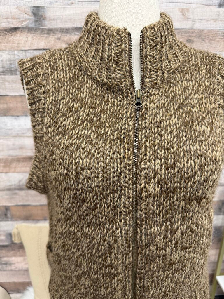 Sundance chunky knit brown zip up vest