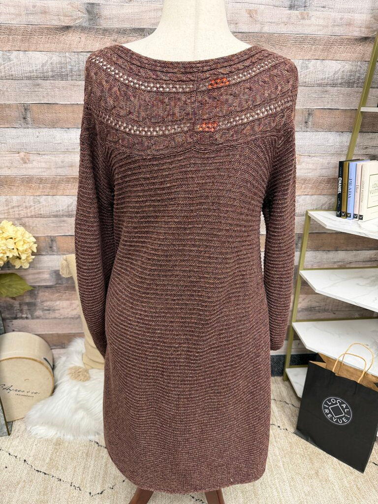 Peruvian Connection brown knit long sleeve dress