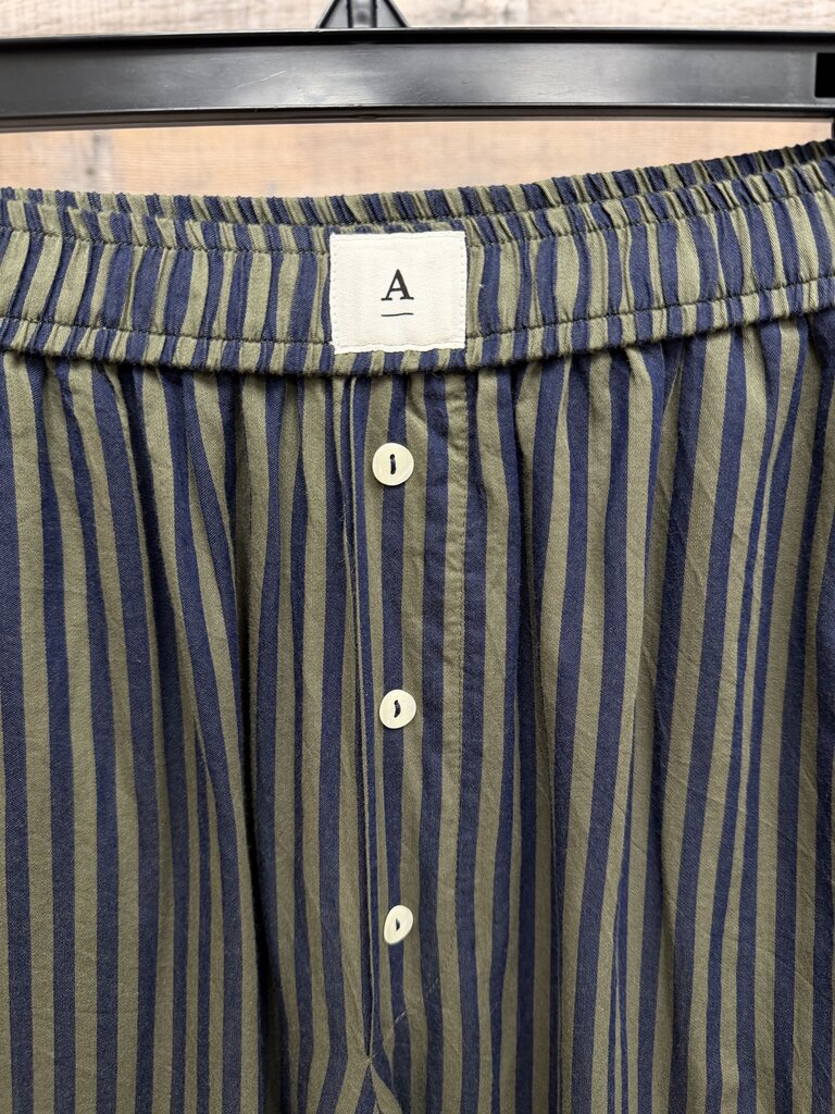 Anthropologie NWT green/navy striped pants w/ button fly