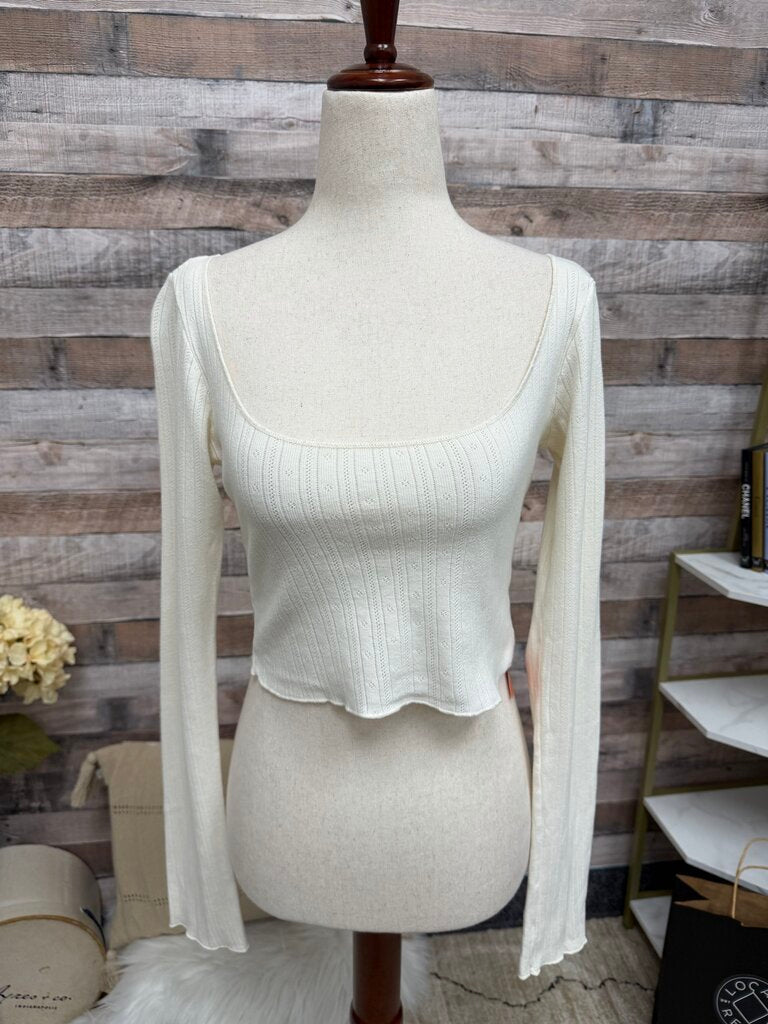 Brandy Melville cream long sleeve crop top