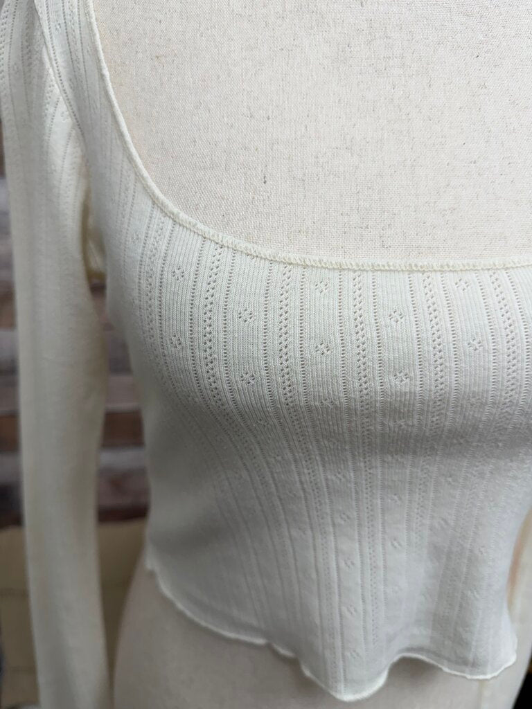 Brandy Melville cream long sleeve crop top