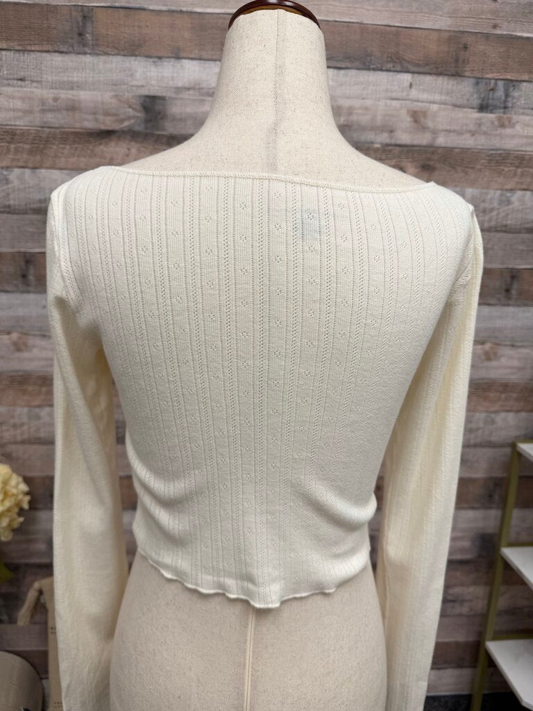 Brandy Melville cream long sleeve crop top