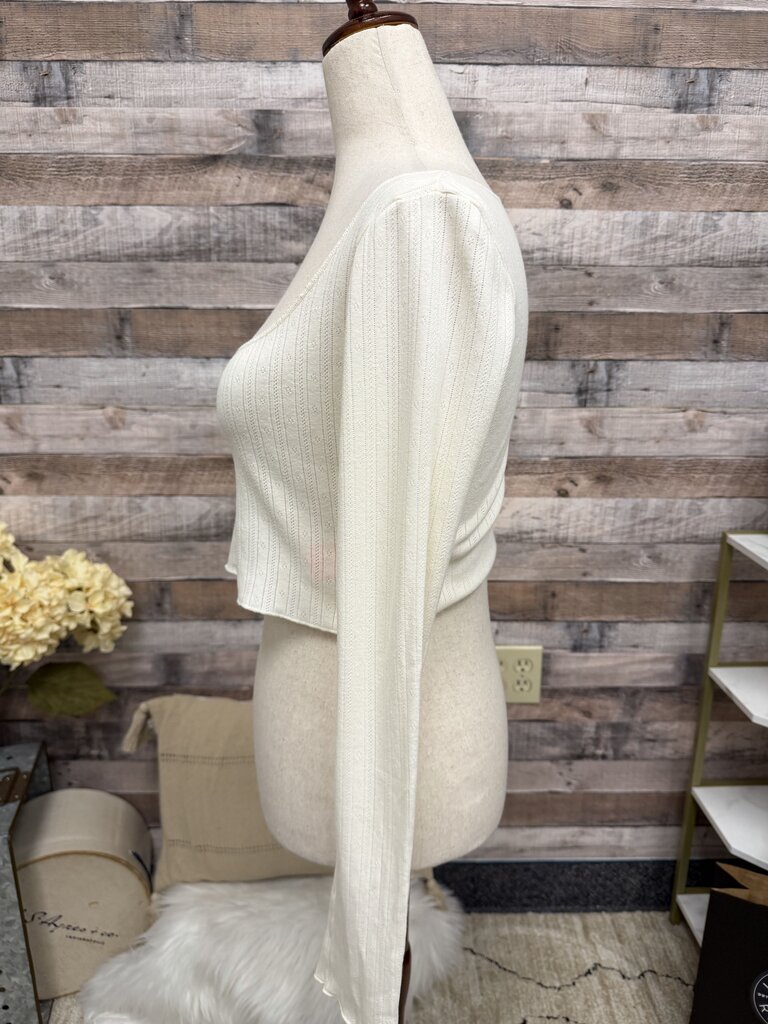 Brandy Melville cream long sleeve crop top