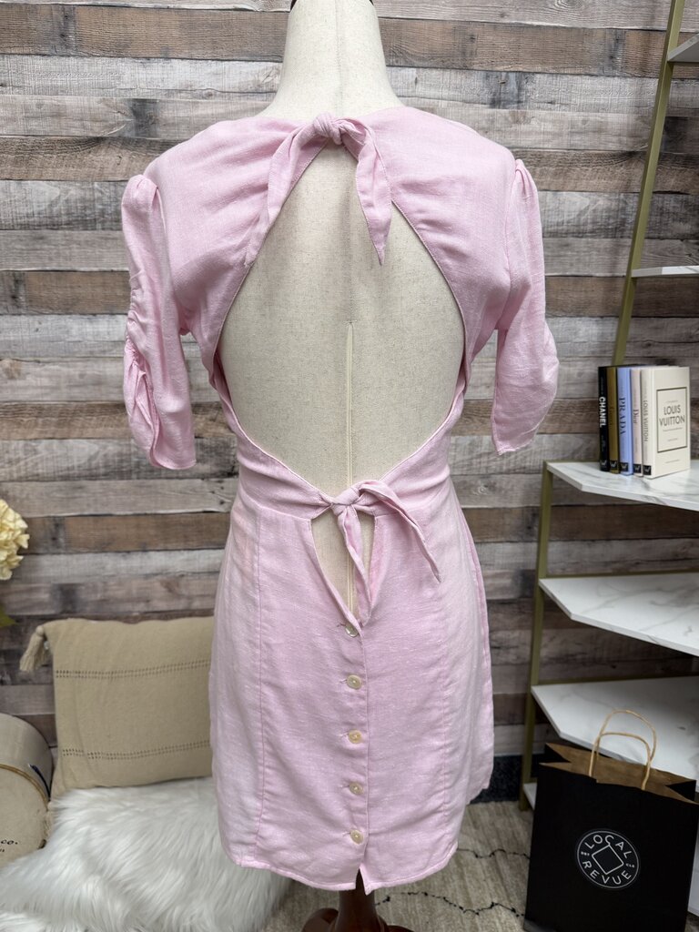 Free People pink linen mini dress with open back