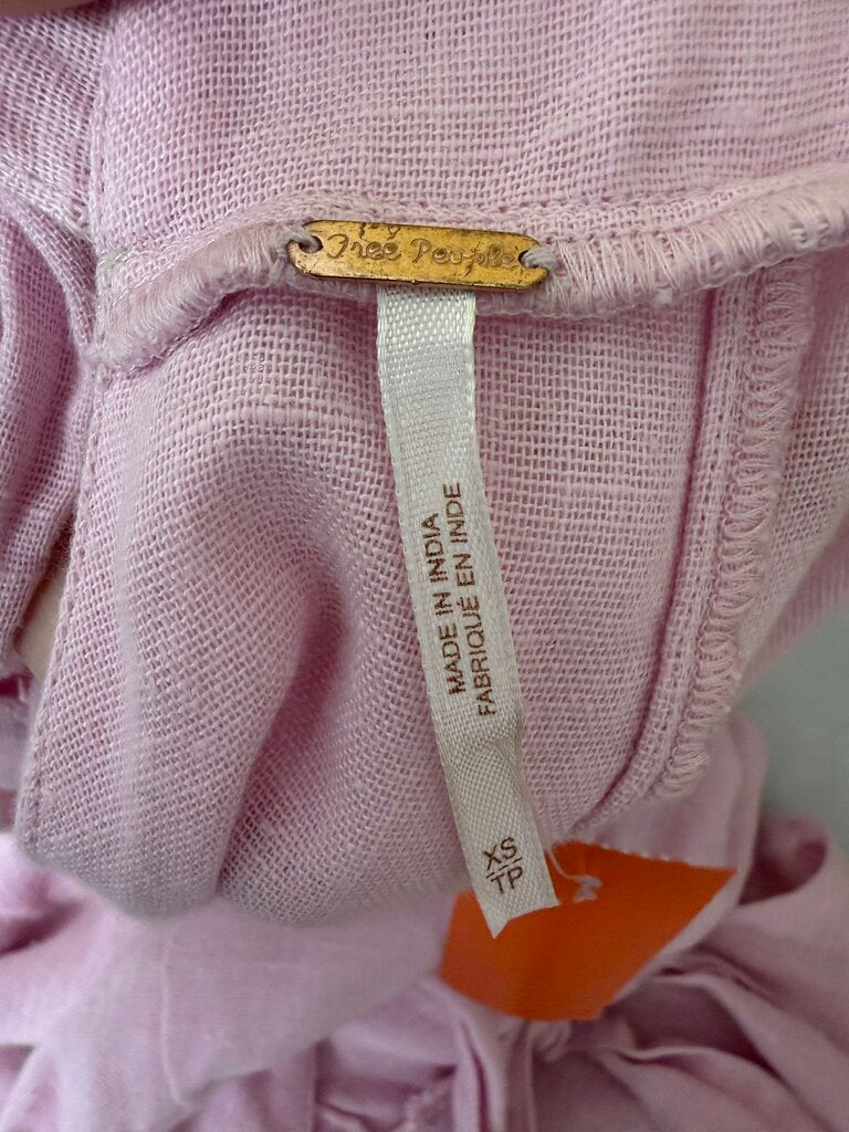 Free People pink linen mini dress with open back
