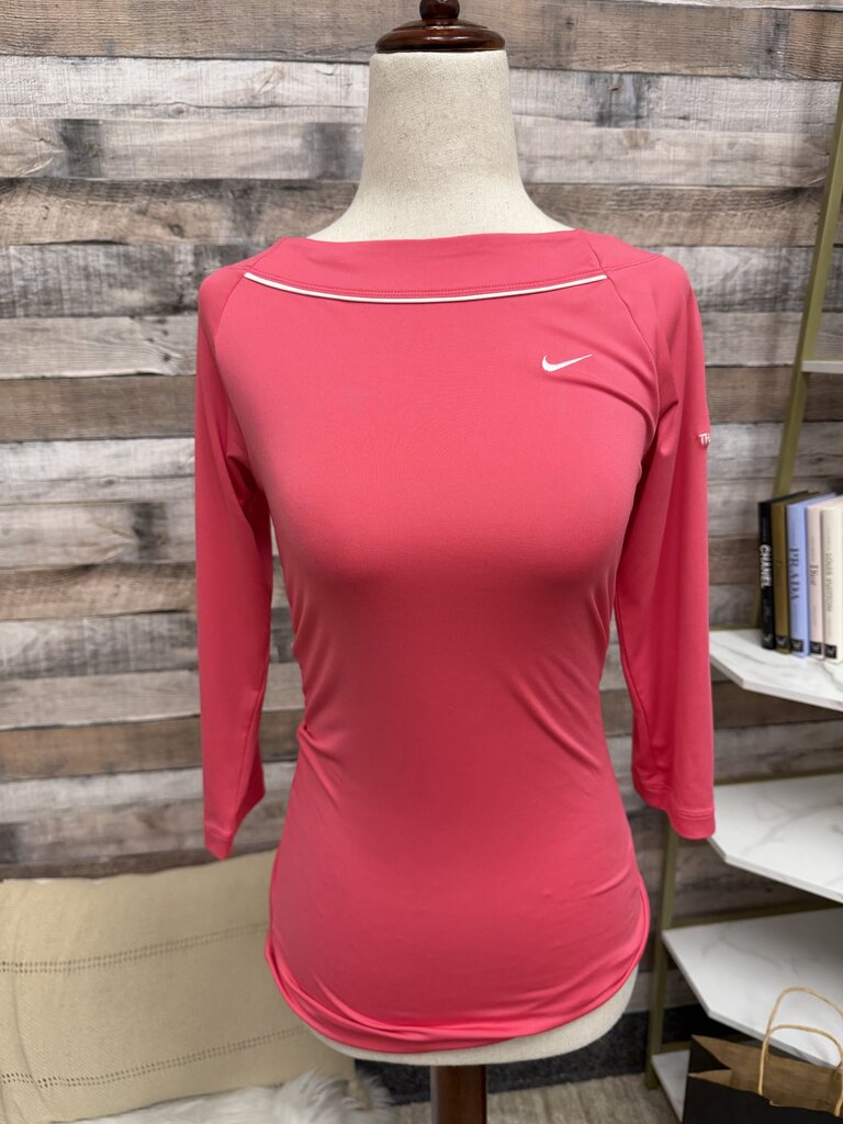 Nike pink dri fit boat neck 3/4 sleeve top