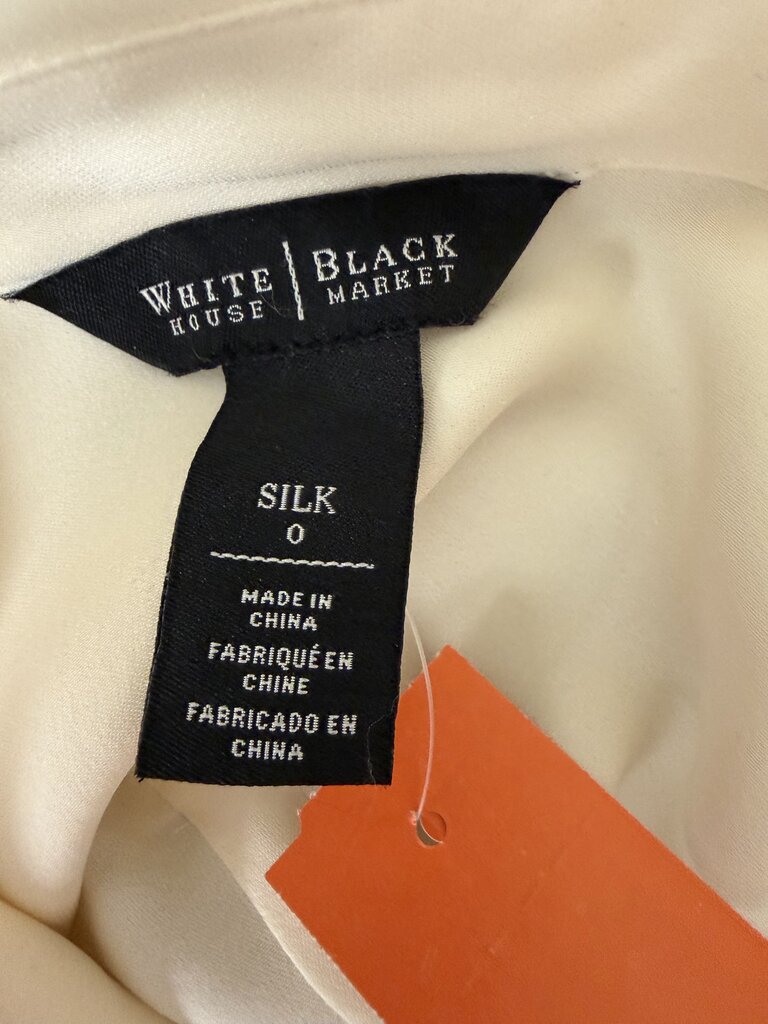 White House Black Market cream silk button down blouse