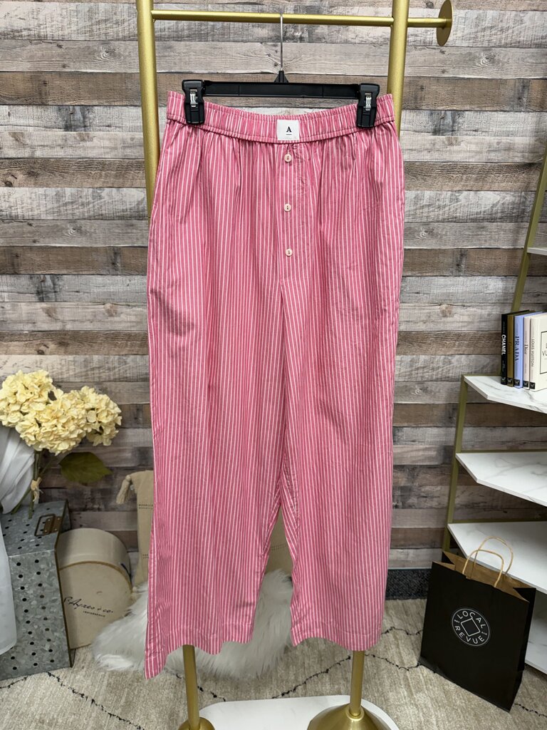 Anthropologie NWT pink/white stripe wide leg pants w/ button fly