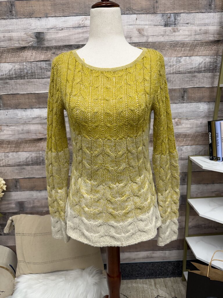 Anthropologie Sparrow Yellow Ombre Cable Knit Sweater
