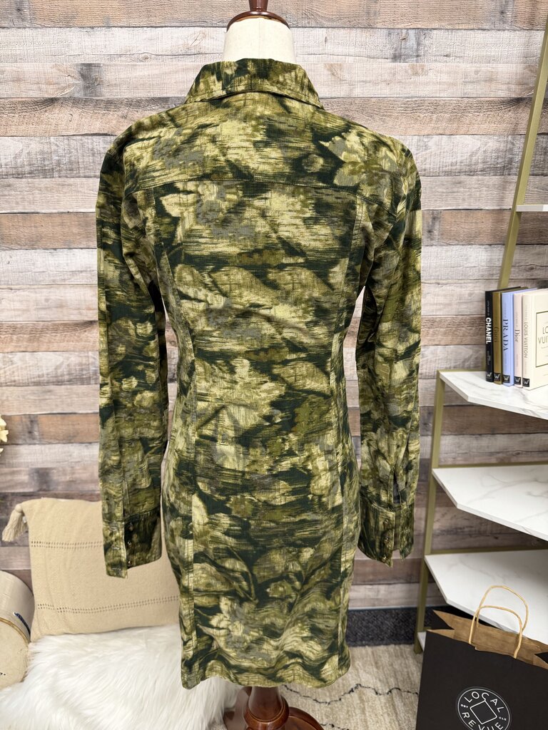 Pilcro Green Camo Corduroy Shirt Dress
