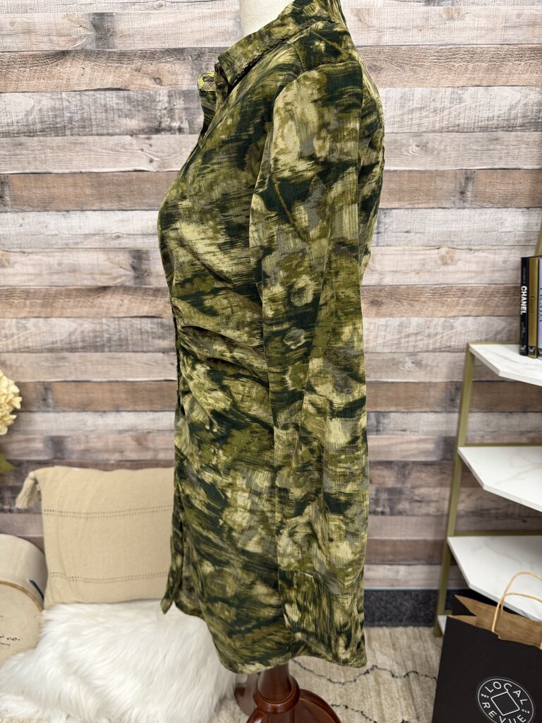 Pilcro Green Camo Corduroy Shirt Dress