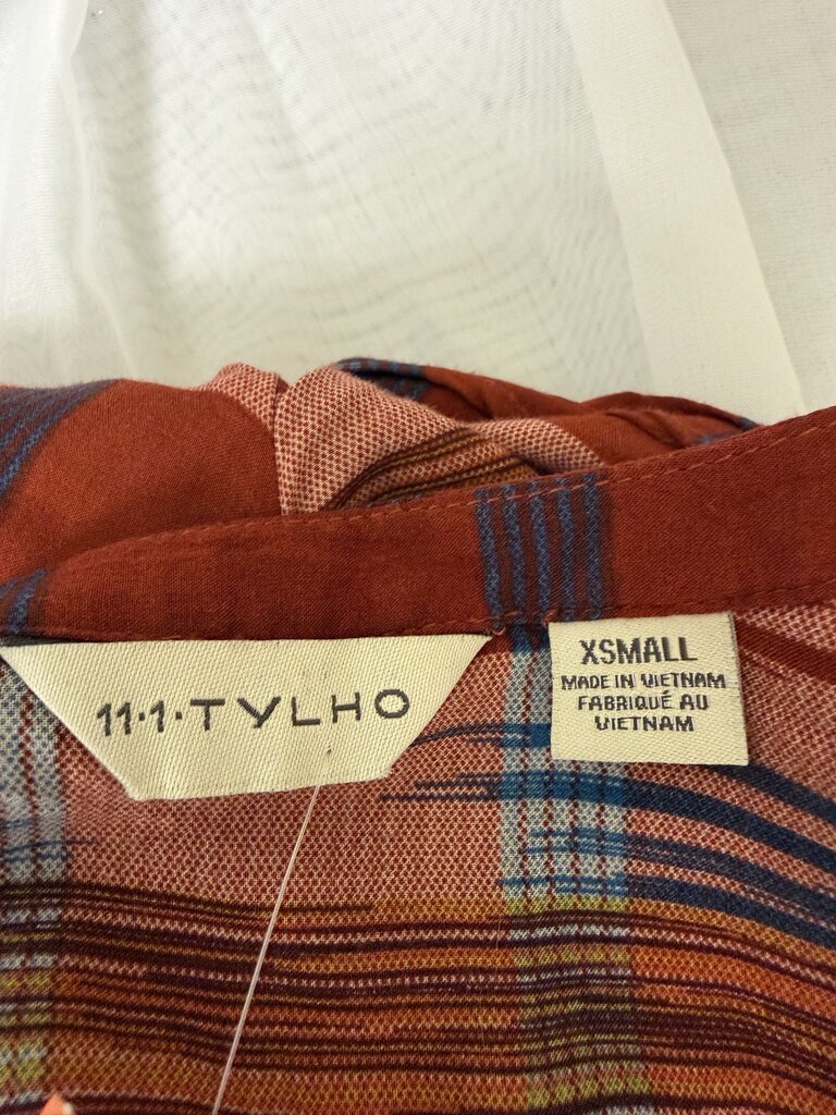 Anthropologie 11.1 Tylho Orange Plaid Sao Paulo Pintuck Style