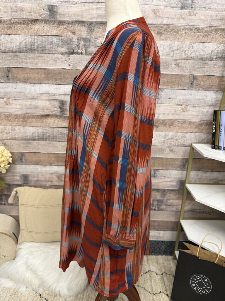 Anthropologie 11.1 Tylho Orange Plaid Sao Paulo Pintuck Style