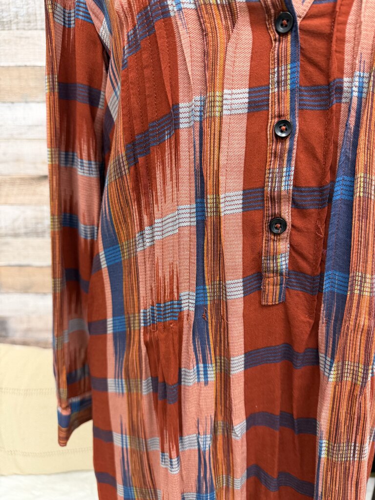 Anthropologie 11.1 Tylho Orange Plaid Sao Paulo Pintuck Style