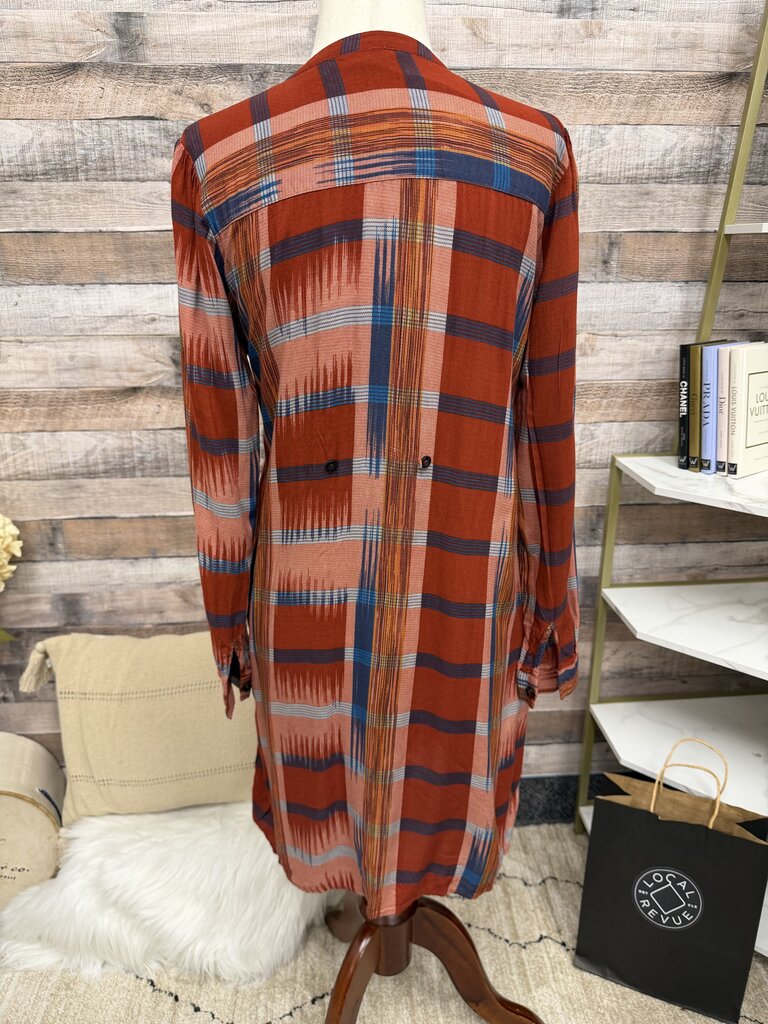Anthropologie 11.1 Tylho Orange Plaid Sao Paulo Pintuck Style