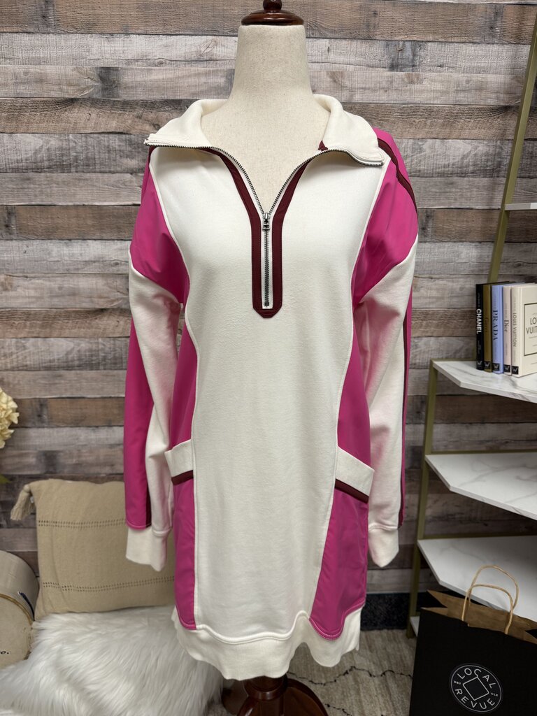 Anthro Daily Practice Pink Cotton Sporty Dress W/ Zipper