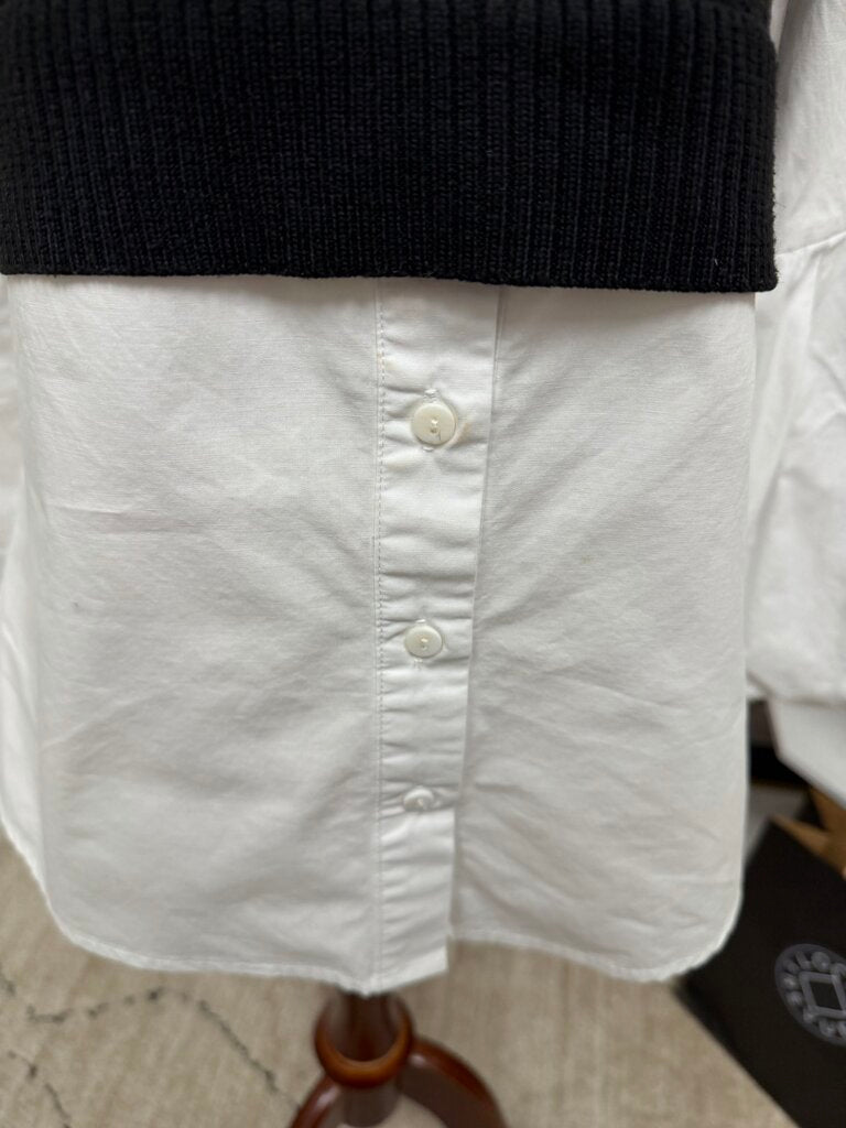 Moth Black Sweater W/ White Poplin Top