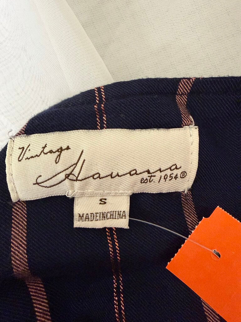 Vintage Havana Navy W/ Metallic Striped Smock Crop Top