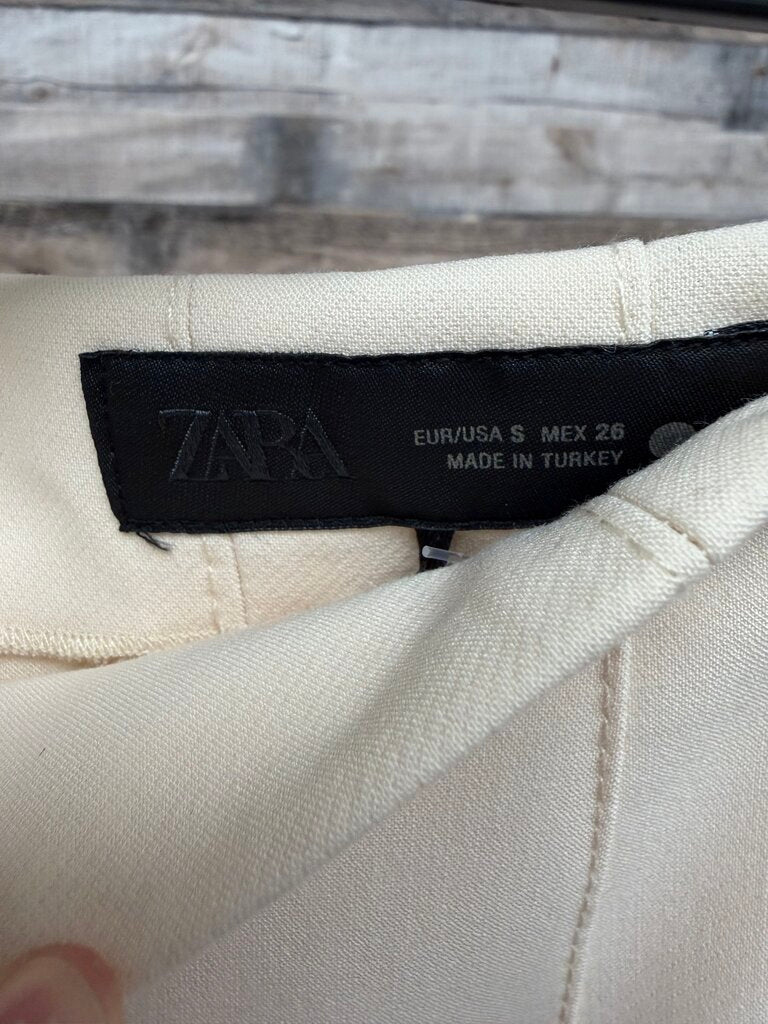 Zara Cream Trousers W/ Ankle Slits NWT