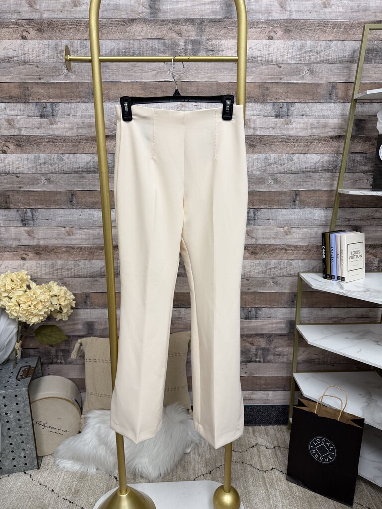 Zara Cream Trousers W/ Ankle Slits NWT