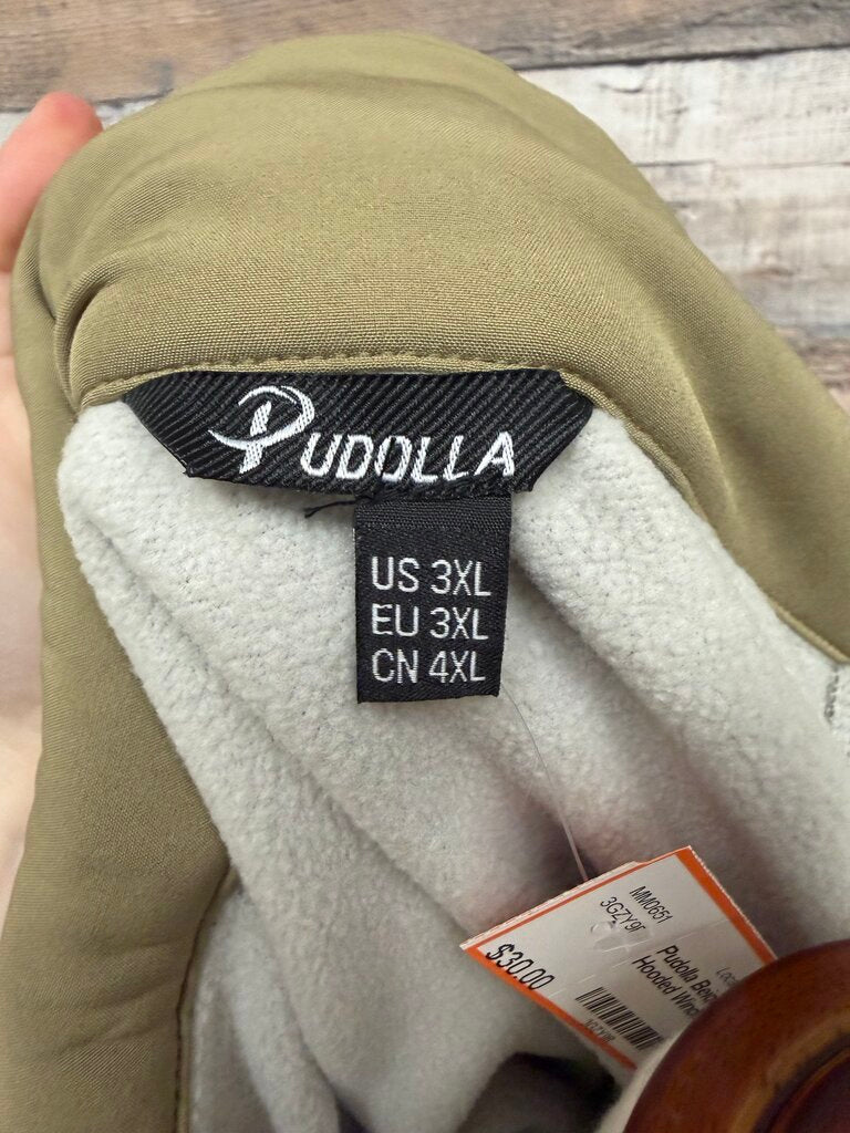 Pudolla Beige Softshell Hooded Windbreaker Jacket NWT