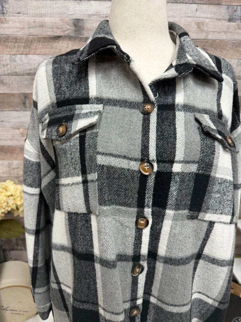 Daphne Lo black and white plaid trench coat