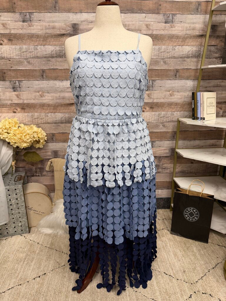 Just Me blue ombre disc embellished midi dress