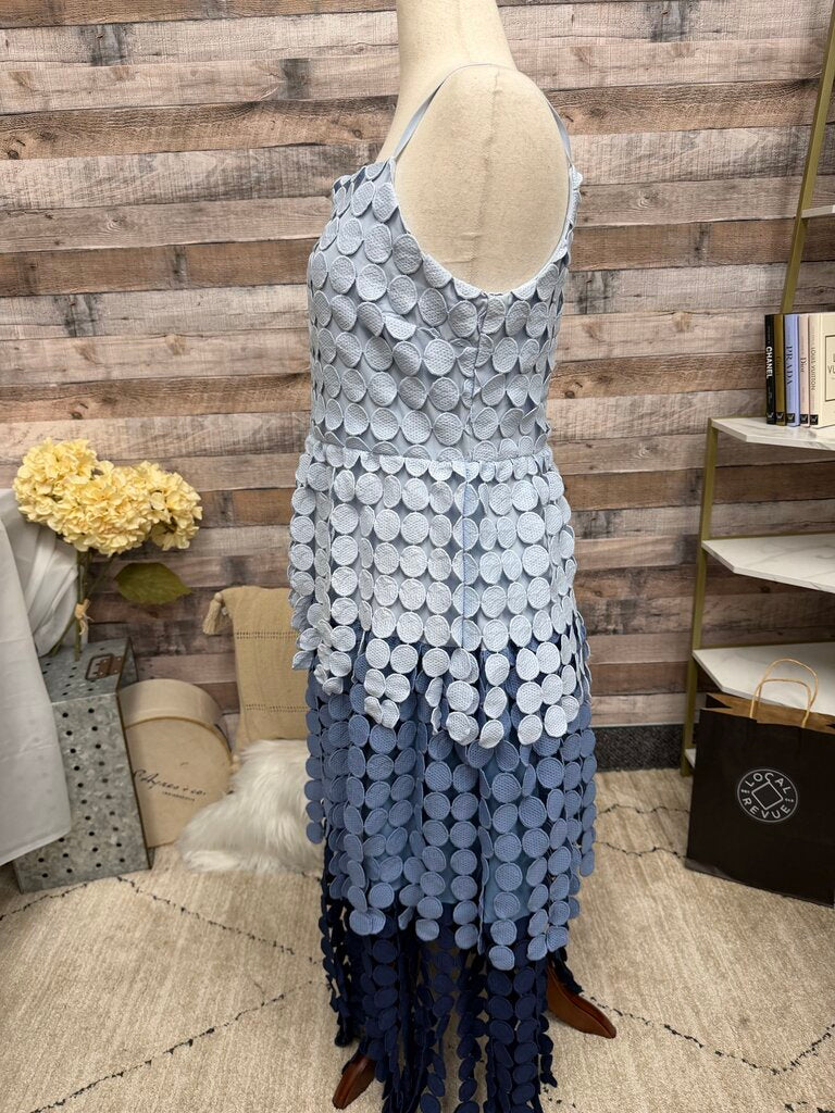 Just Me blue ombre disc embellished midi dress