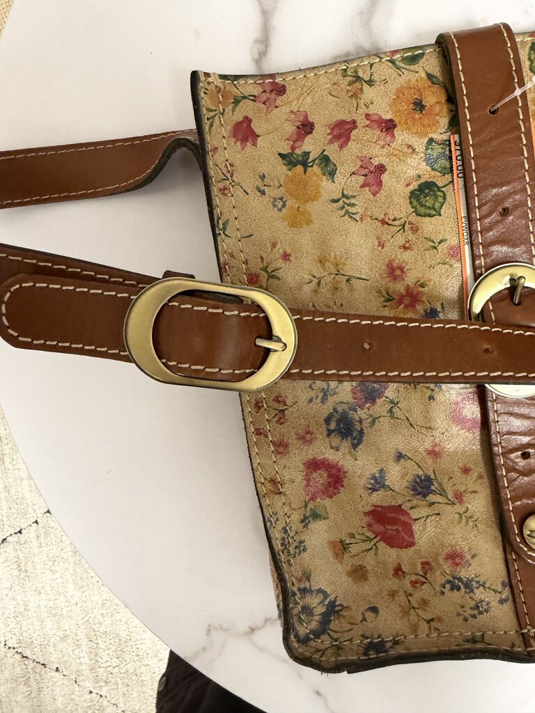 Patricia Nash prairie rose floral print leather crossbody bag