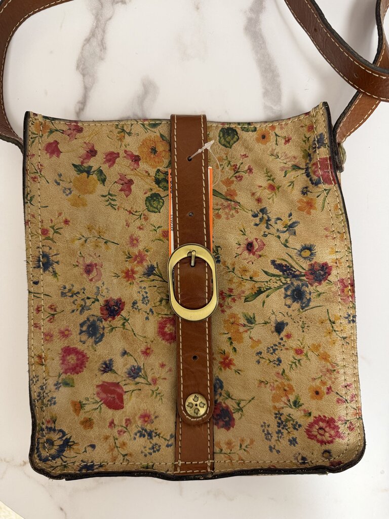 Patricia Nash prairie rose floral print leather crossbody bag