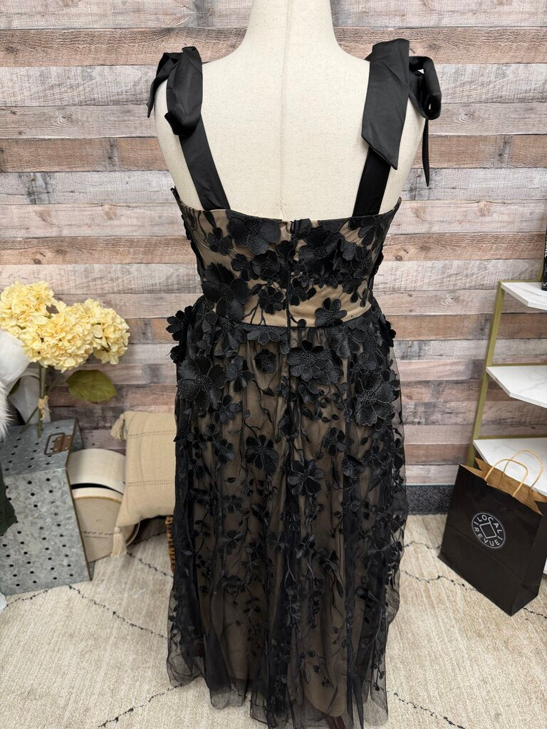 Flying Tomato NWT black lace w/ ribbon straps midi dress Flying Tomato Black L women DRESSES