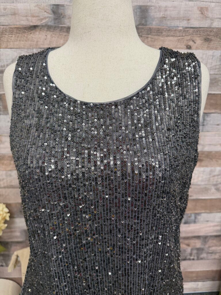 DKNY NWT grey sequined tank top DKNY Grey L women TOPS